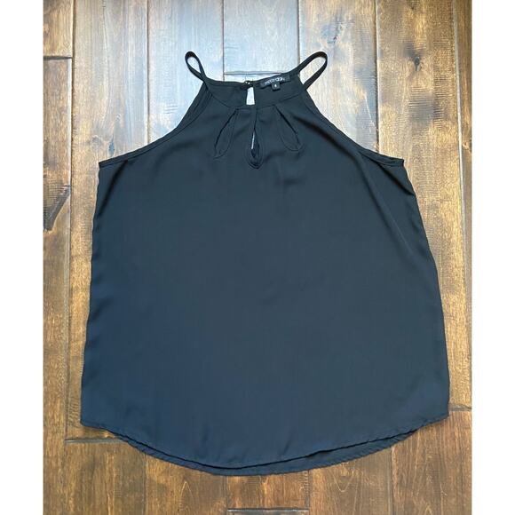 Papermoon Sheer Black Flowing Sleeveless Blouse With Keyhole Neckline, Small - Picture 6 of 7